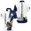 Polo Pétanque Prénom - Boulodrome 3D Bleu & Blanc Sur Mesure - Polo Homme