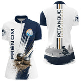 Polo Pétanque Prénom - Boulodrome 3D Bleu & Blanc Sur Mesure - Polo Zippé Femme