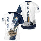 Polo Pétanque Prénom - Boulodrome 3D Bleu & Blanc Sur Mesure - T-Shirt Homme