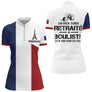 Polo Pétanque Retraité Personnalisé - Drapeau Français Couleurs - Polo Zippé Femme