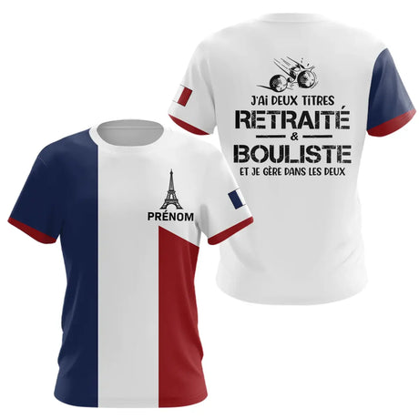 Polo Pétanque Retraité Personnalisé - Drapeau Français Couleurs - T-Shirt Femme