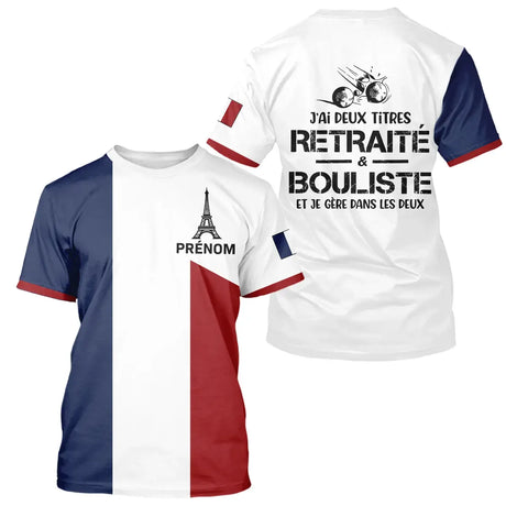 Polo Pétanque Retraité Personnalisé - Drapeau Français Couleurs - T-Shirt Homme