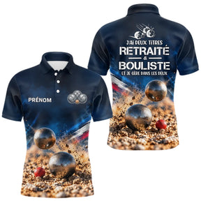 Polo Pétanque Retraité Personnalisé Bleu - J'ai Bouliste - Polo Homme