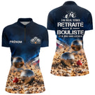 Polo Pétanque Retraité Personnalisé Bleu - J'ai Bouliste - Polo Zippé Femme
