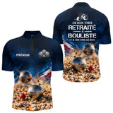Polo Pétanque Retraité Personnalisé Bleu - J'ai Bouliste - Polo Zippé Homme