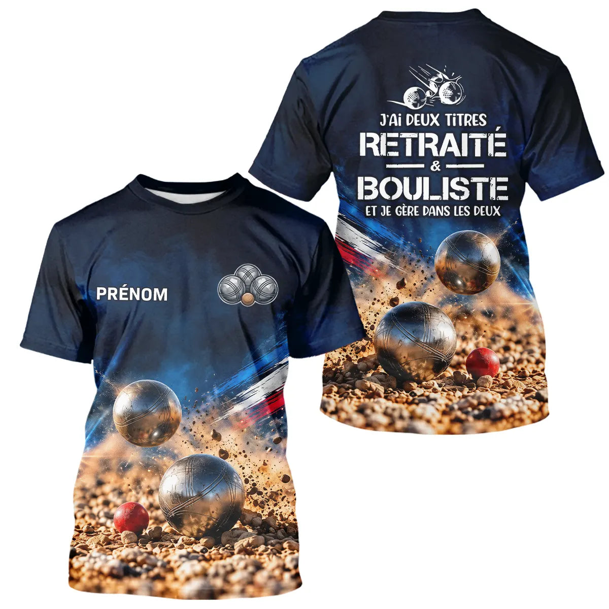 Polo Pétanque Retraité Personnalisé Bleu - J'ai Bouliste - T-Shirt Homme