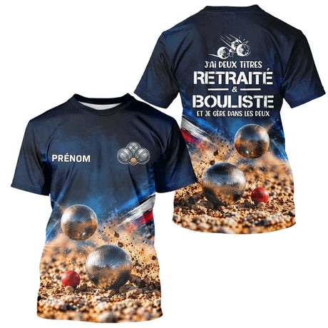 Polo Pétanque Retraité Personnalisé Bleu - J'ai Bouliste - T-Shirt Homme