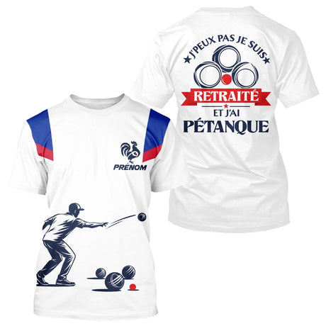 Polo Pétanque Retraite Blanc Tricolore - Homme Femme Personnalisé - T-Shirt Homme