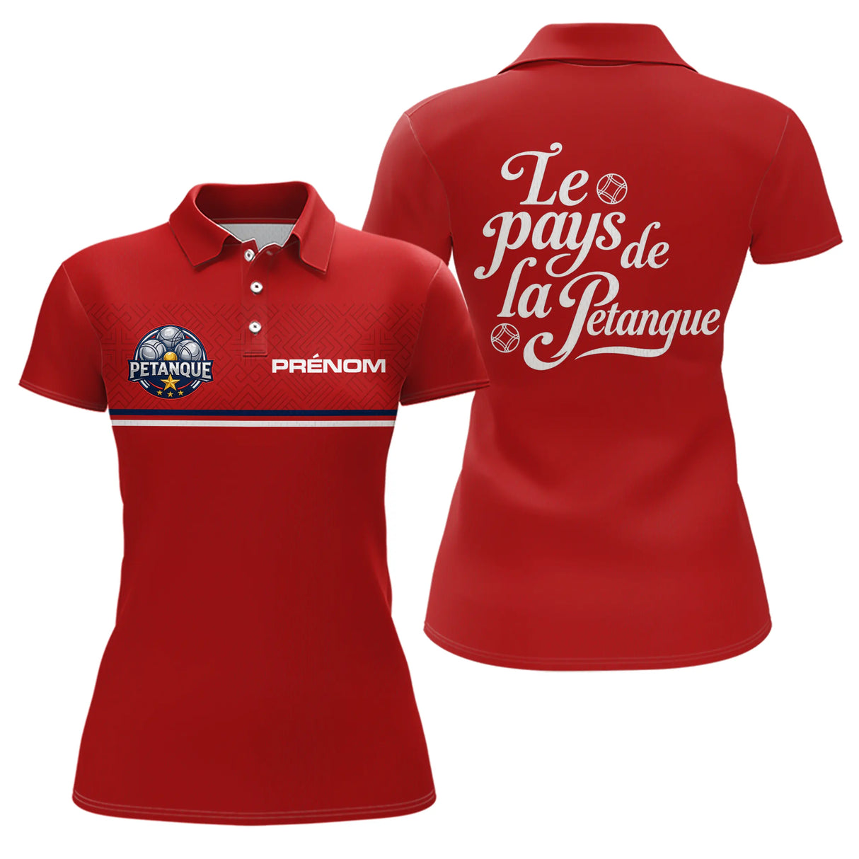 Polo Pétanque Rouge Personnalisé - Le Pays De La Boules - Polo Femme