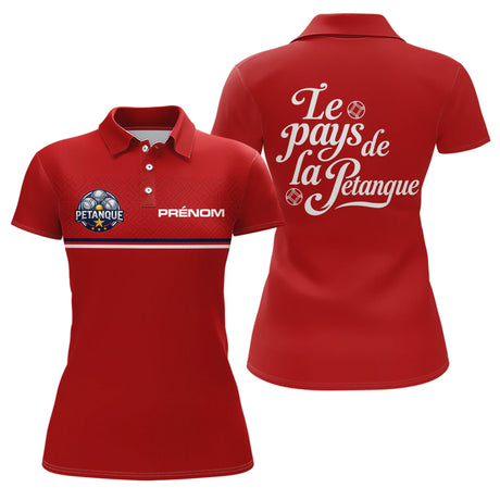Polo Pétanque Rouge Personnalisé - Le Pays De La Boules - Polo Femme