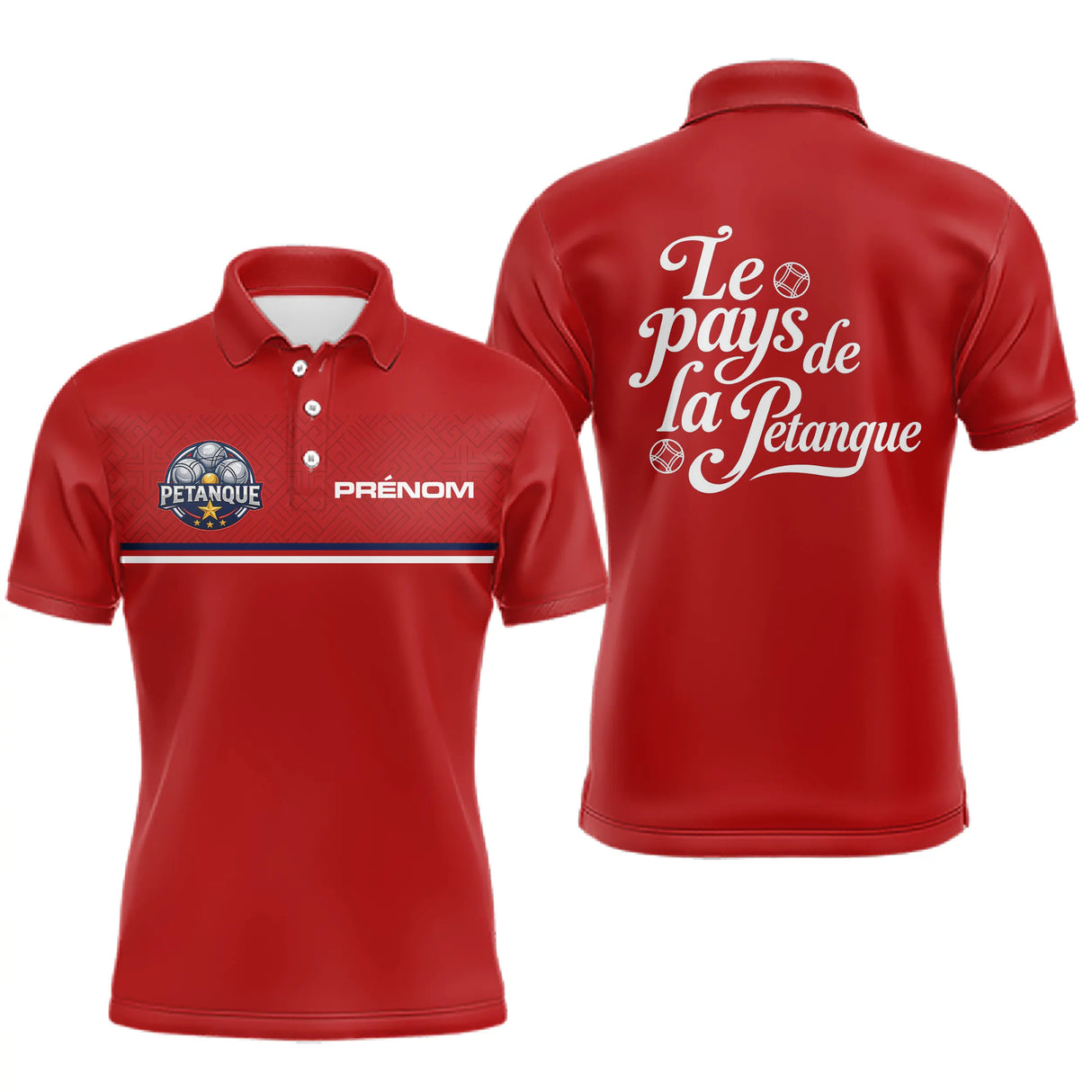 Polo Pétanque Rouge Personnalisé - Le Pays De La Boules - Polo Homme