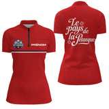 Polo Pétanque Rouge Personnalisé - Le Pays De La Boules - Polo Zippé Femme