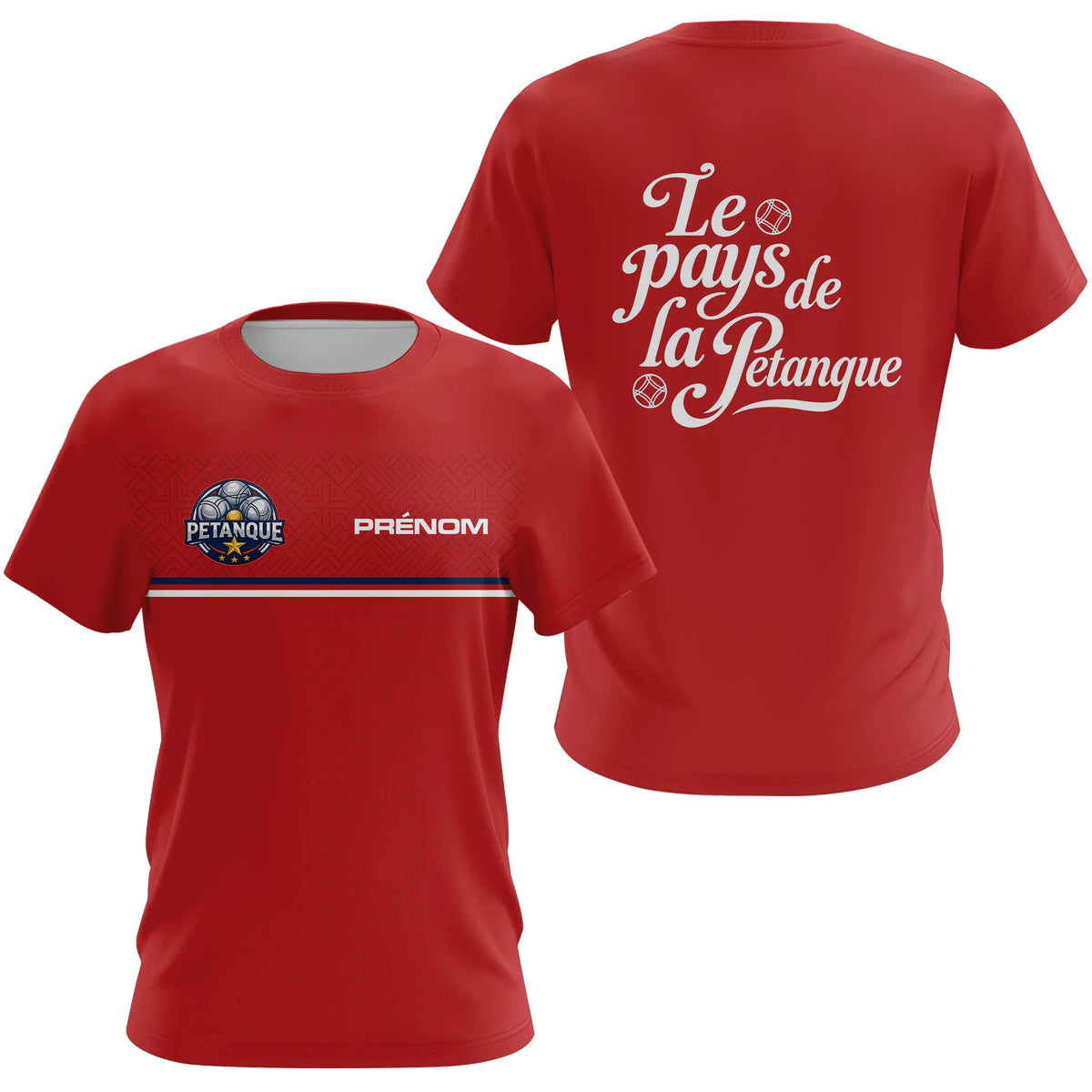 Polo Pétanque Rouge Personnalisé - Le Pays De La Boules - T-Shirt Femme