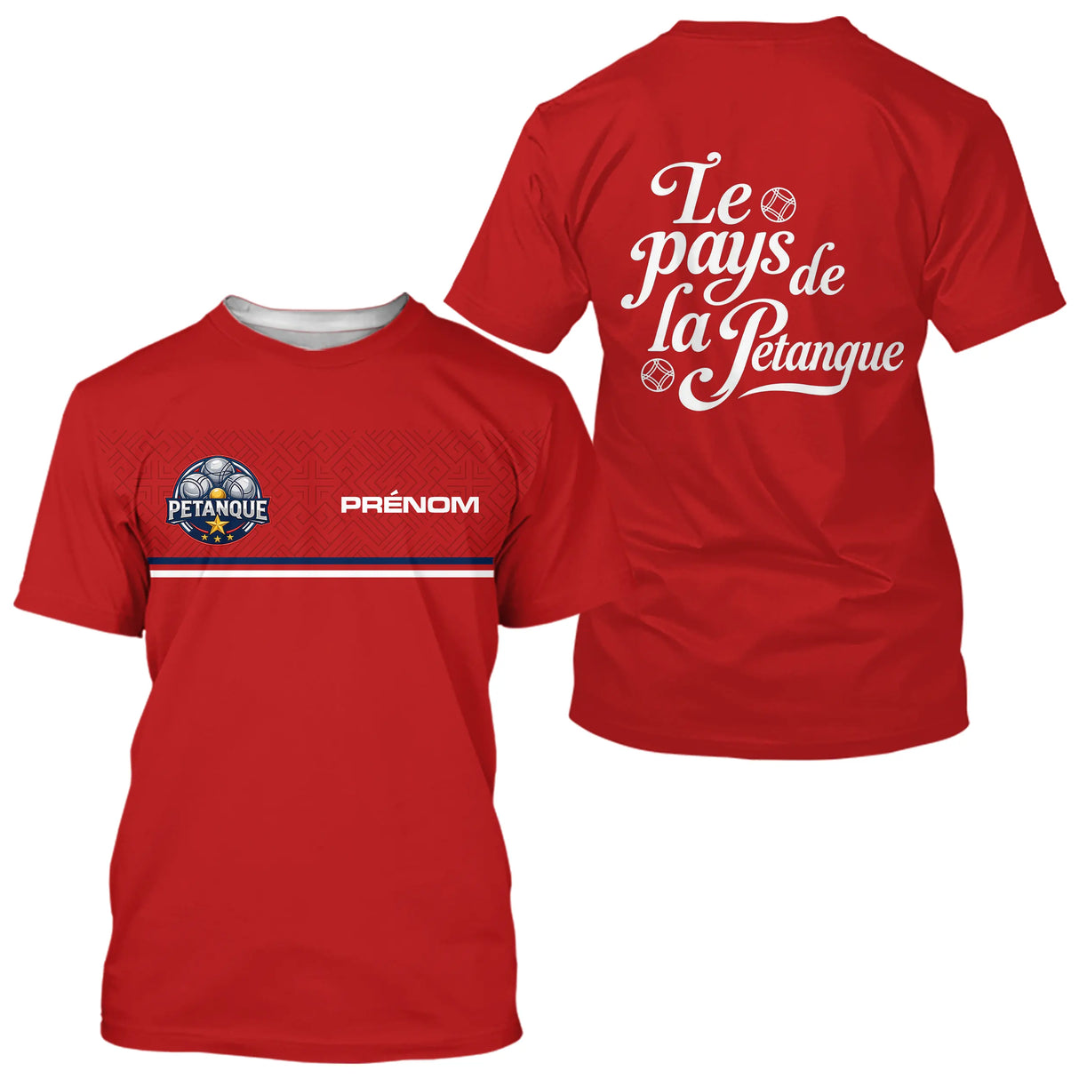 Polo Pétanque Rouge Personnalisé - Le Pays De La Boules - T-Shirt Homme