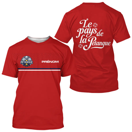 Polo Pétanque Rouge Personnalisé - Le Pays De La Boules - T-Shirt Homme