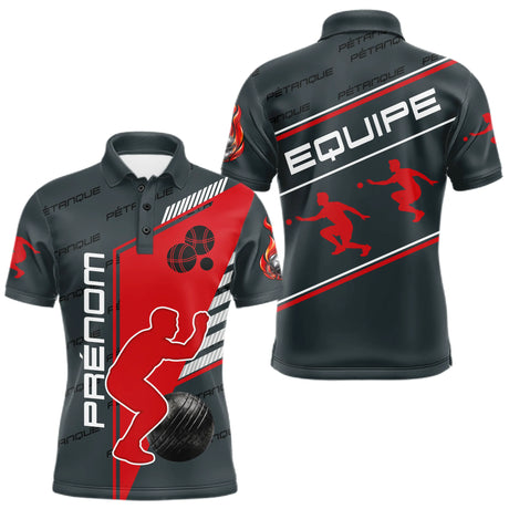 Polo Pétanque Rouge et Noir - Style Équipe Homme Femme - Polo Homme
