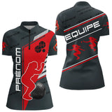 Polo Pétanque Rouge et Noir - Style Équipe Homme Femme - Polo Zippé Femme