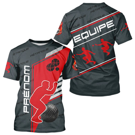 Polo Pétanque Rouge et Noir - Style Équipe Homme Femme - T-Shirt Homme