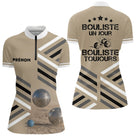 Polo Pétanque Sable Beige Personnalisé - Bouliste Un Jour - Polo Zippé Femme