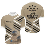 Polo Pétanque Sable Beige Personnalisé - Bouliste Un Jour - Polo Zippé Homme