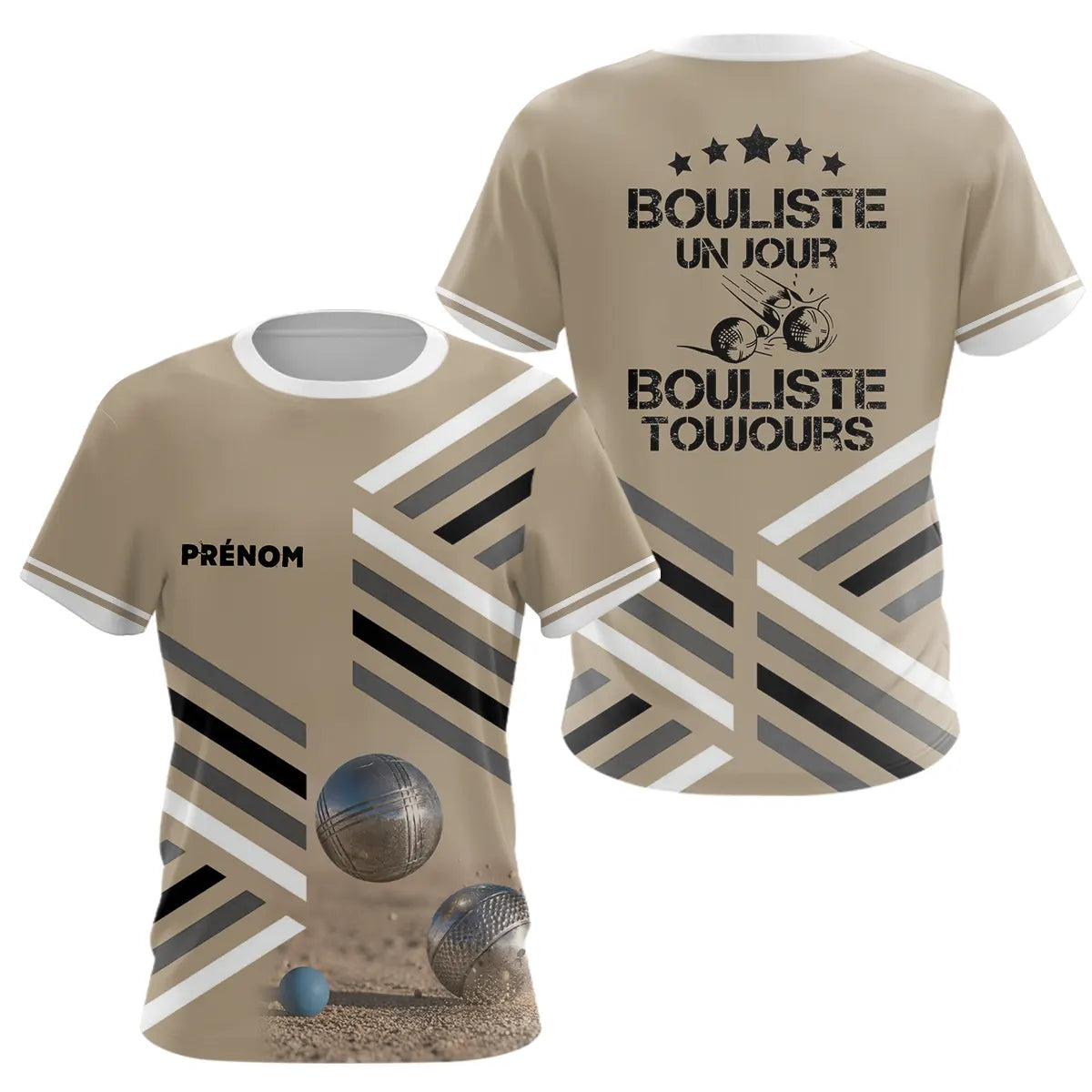 Polo Pétanque Sable Beige Personnalisé - Bouliste Un Jour - T-Shirt Femme