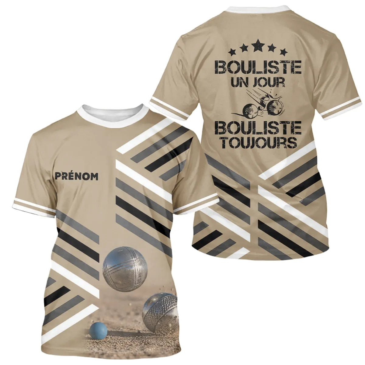 Polo Pétanque Sable Beige Personnalisé - Bouliste Un Jour - T-Shirt Homme