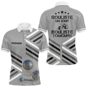 Polo Pétanque Sable Gris Personnalisé - Bouliste Un Jour - Polo Homme