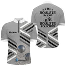 Polo Pétanque Sable Gris Personnalisé - Bouliste Un Jour - Polo Zippé Homme