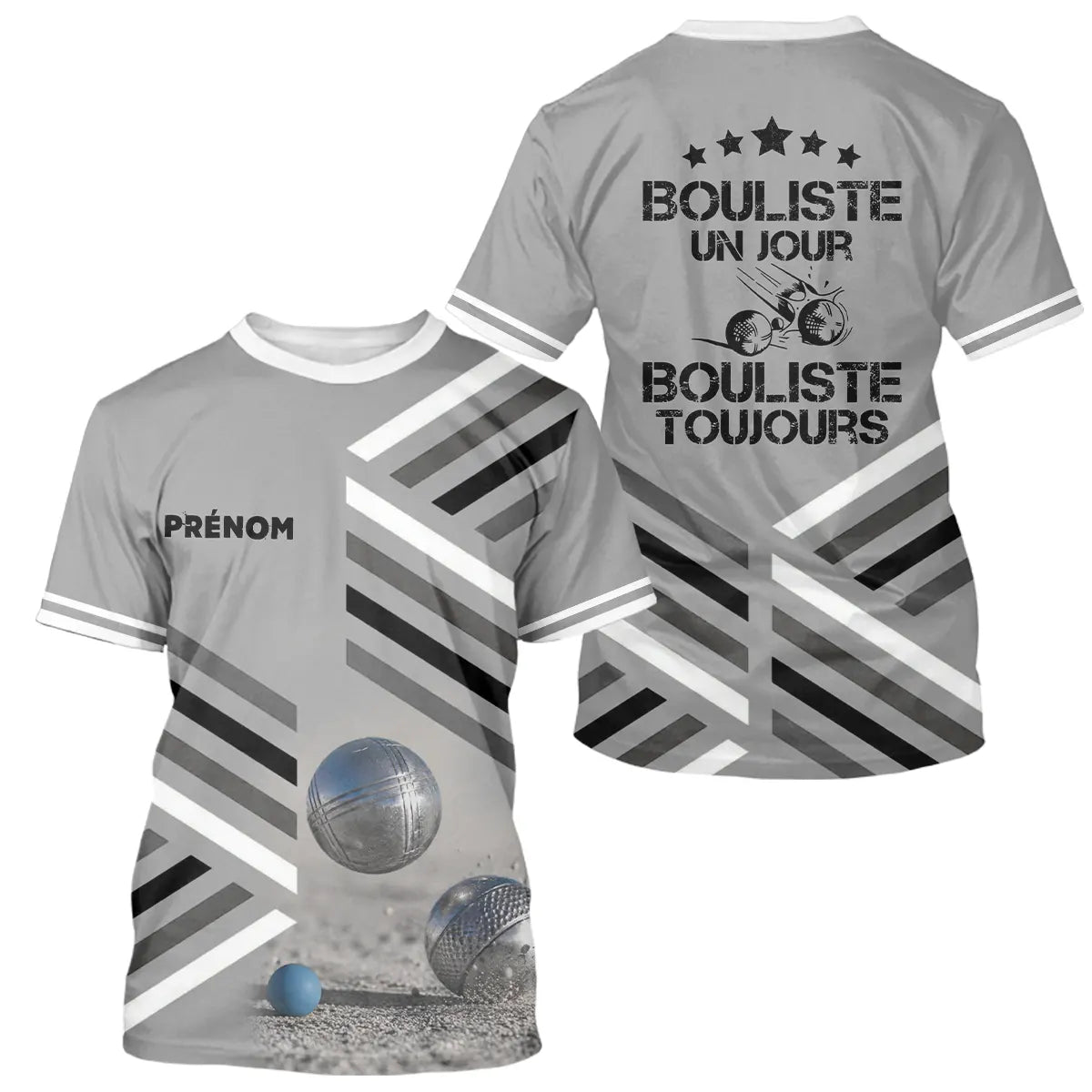 Polo Pétanque Sable Gris Personnalisé - Bouliste Un Jour - T-Shirt Homme