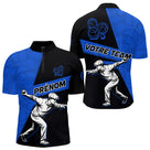 Polo Pétanque Sport Bleu Noir - Joueur Nom & Équipe - Polo Zippé Homme