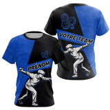 Polo Pétanque Sport Bleu Noir - Joueur Nom & Équipe - T-Shirt Femme
