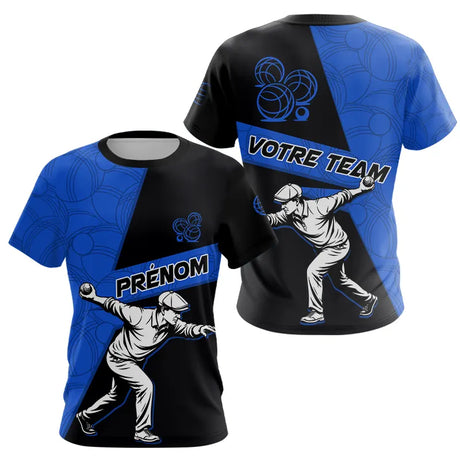 Polo Pétanque Sport Bleu Noir - Joueur Nom & Équipe - T-Shirt Femme