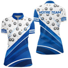 Polo Pétanque Sport Chic Bleu Blanc – Boules et Rayures - Polo Zippé Femme