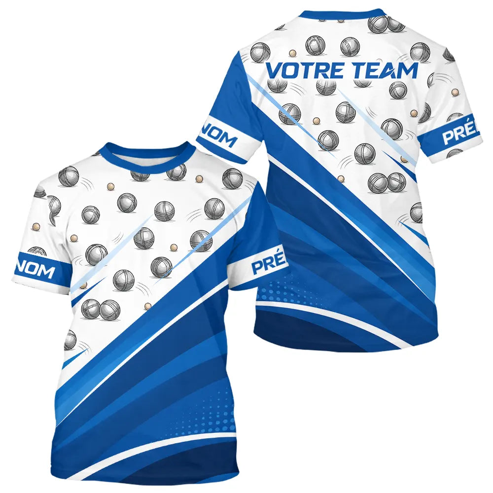 Polo Pétanque Sport Chic Bleu Blanc – Boules et Rayures - T-Shirt Homme