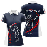 Polo Pétanque Sport Homme Femme - Personnalisé Bleu Rouge - Polo Femme