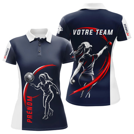 Polo Pétanque Sport Homme Femme - Personnalisé Bleu Rouge - Polo Femme