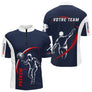 Polo Pétanque Sport Homme Femme - Personnalisé Bleu Rouge - Polo Zippé Homme