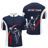 Polo Pétanque Sport Homme Femme - Personnalisé Bleu Rouge - Polo Zippé Homme
