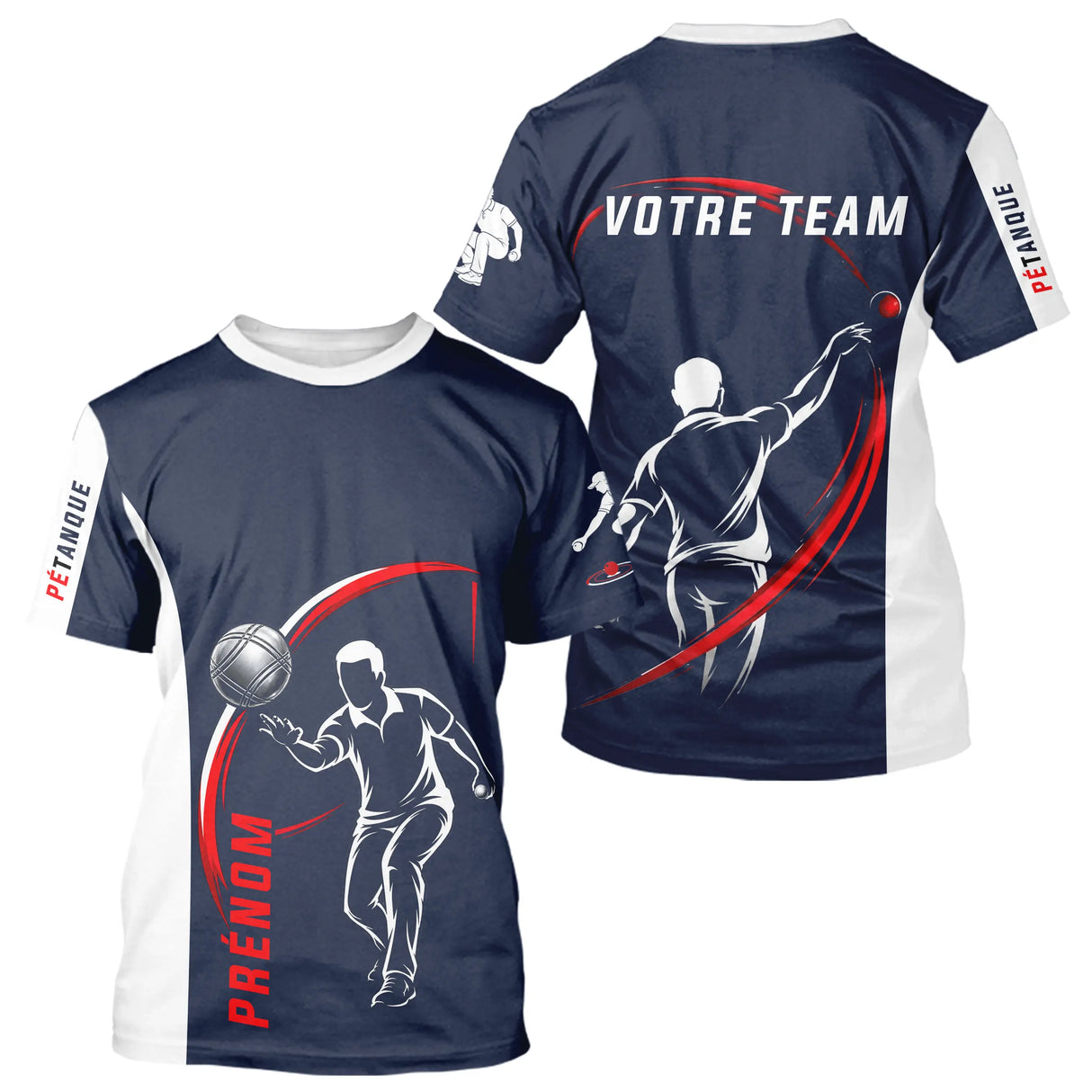 Polo Pétanque Sport Homme Femme - Personnalisé Bleu Rouge - T-Shirt Homme