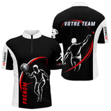 Polo Pétanque Sport Homme Femme - Personnalisé Noir Rouge - Polo Zippé Homme