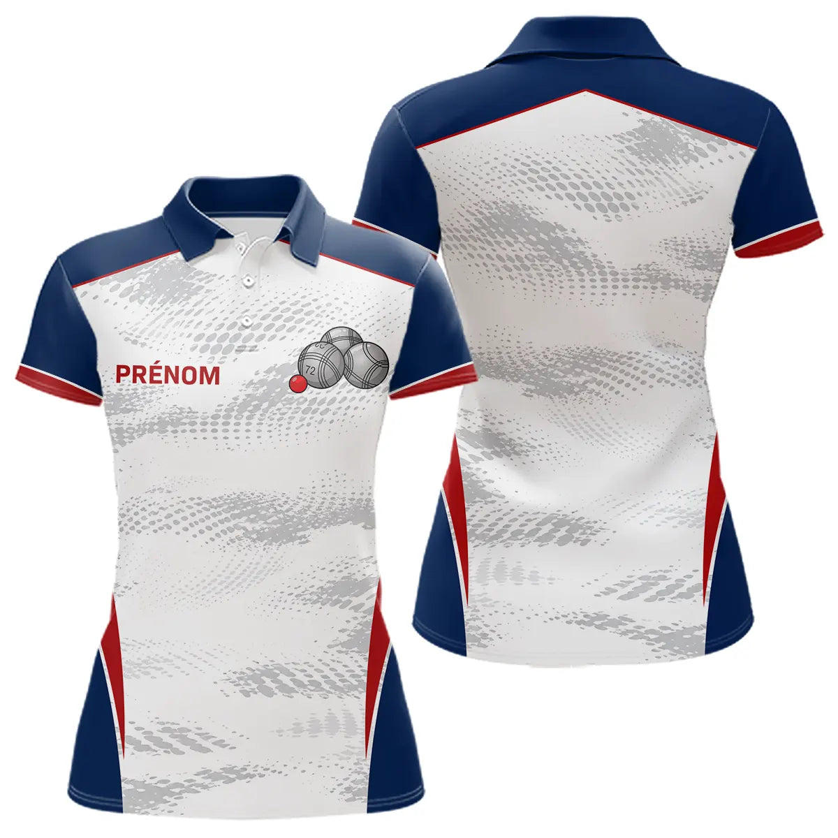 Polo Pétanque Sport Personnalisé - Bleu Blanc Rouge Couleurs - Polo Femme