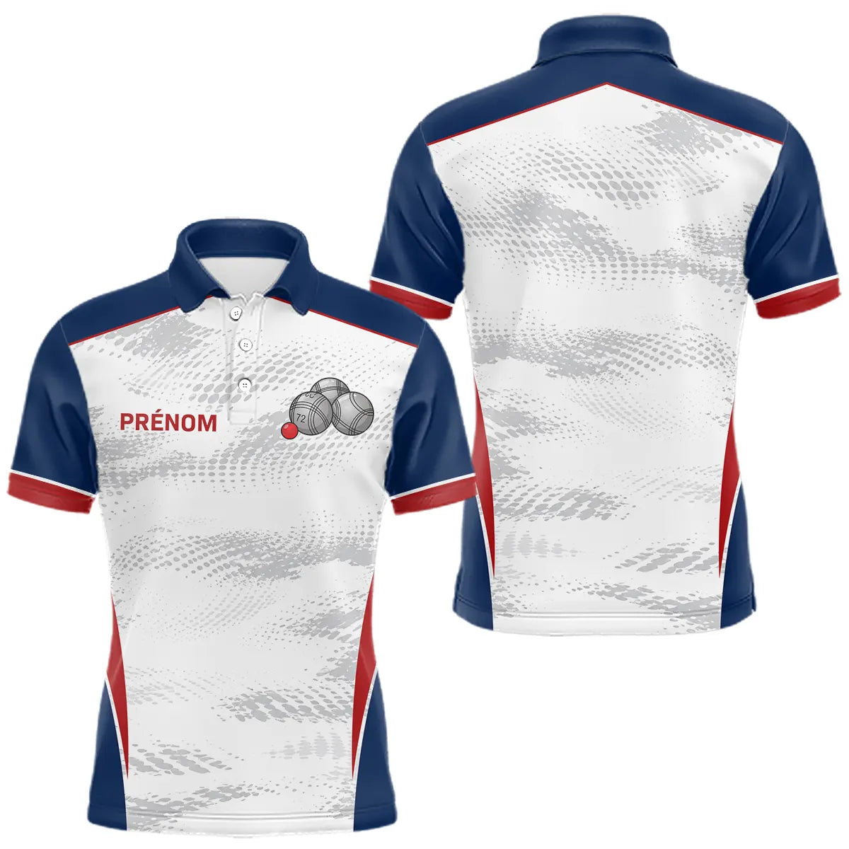 Polo Pétanque Sport Personnalisé - Bleu Blanc Rouge Couleurs - Polo Homme