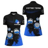 Polo Pétanque Sport Personnalisé - Boules Bleu Électrique - Polo Zippé Femme