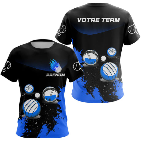 Polo Pétanque Sport Personnalisé - Boules Bleu Électrique - T-Shirt Femme