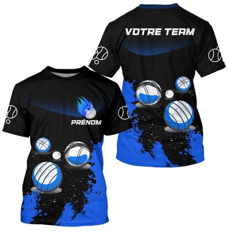 Polo Pétanque Sport Personnalisé - Boules Bleu Électrique - T-Shirt Homme