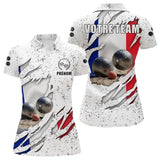 Polo Pétanque Sportif - Blanc Drapeau Français - Polo Femme