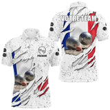 Polo Pétanque Sportif - Blanc Drapeau Français - Polo Homme