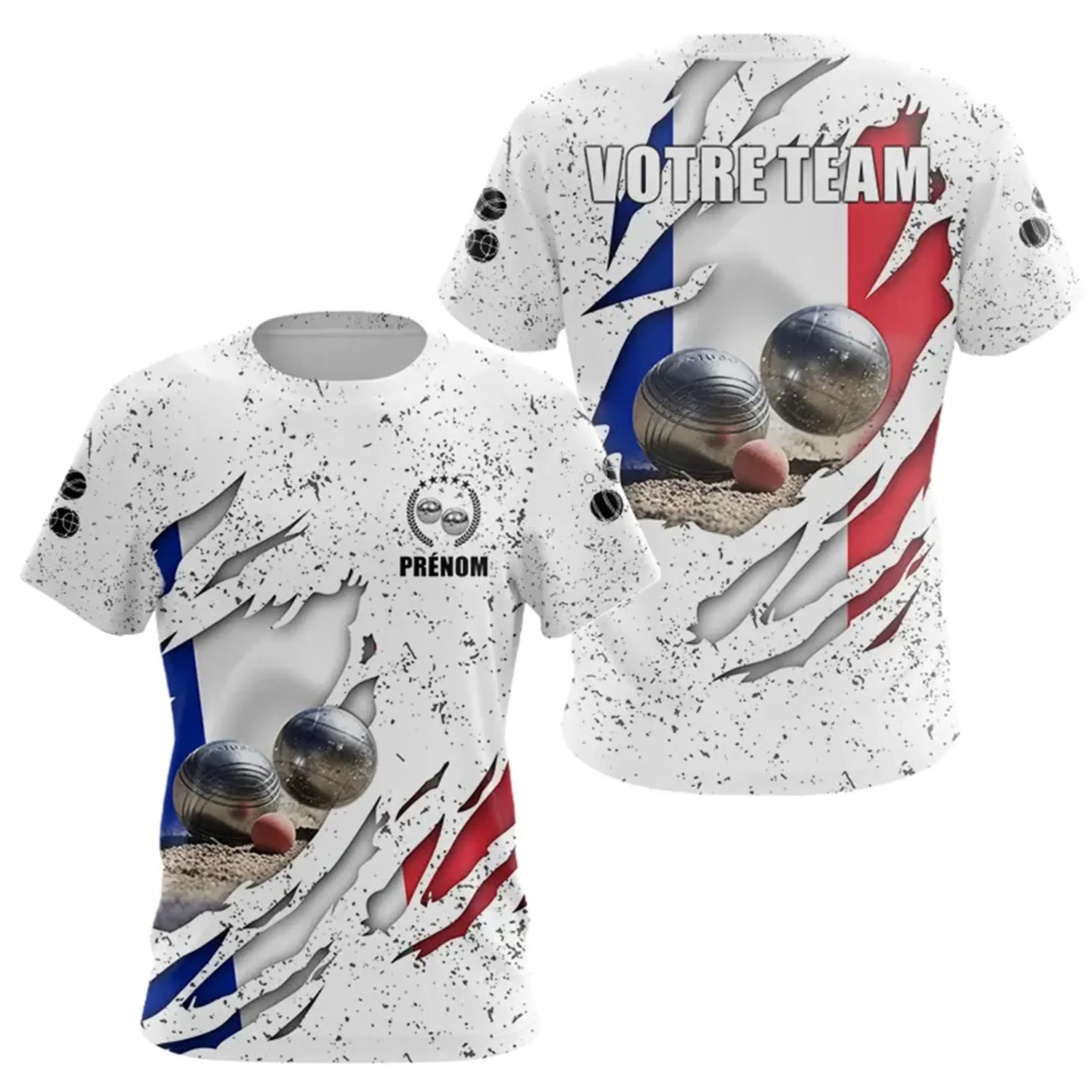 Polo Pétanque Sportif - Blanc Drapeau Français - T-Shirt Femme
