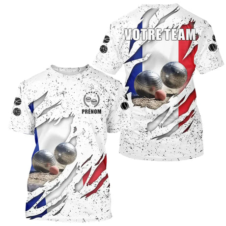 Polo Pétanque Sportif - Blanc Drapeau Français - T-Shirt Homme