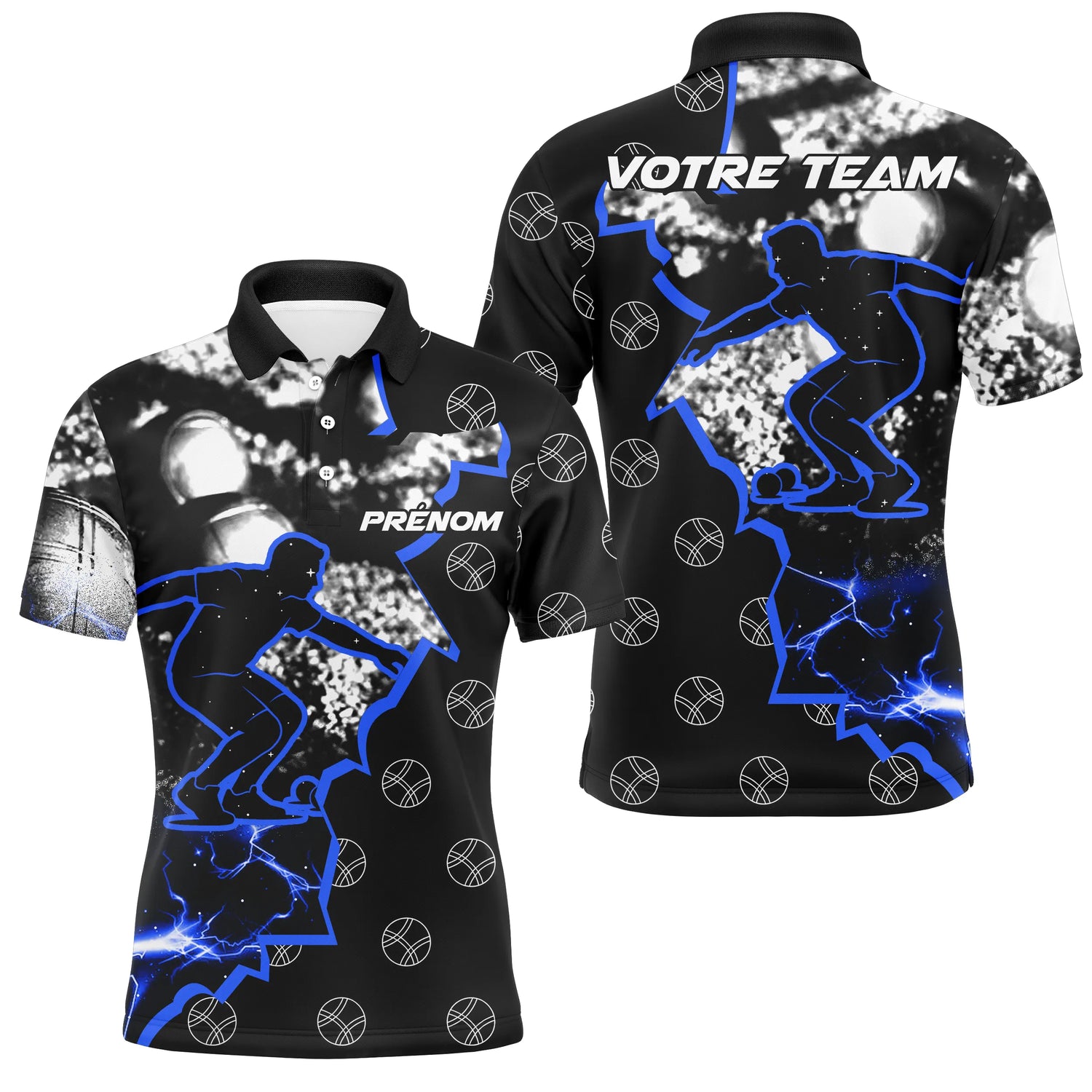 Polo Pétanque Sportif - Design Éclair Personnalisable - Polo Homme